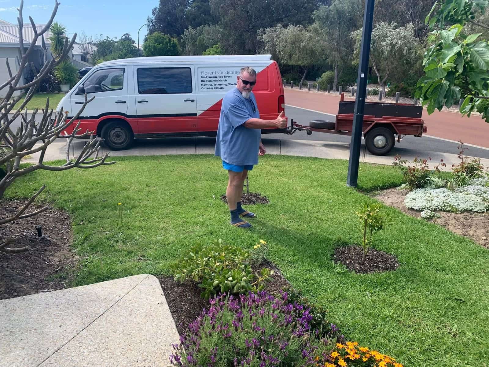 Client enjoying their organically restored lawn